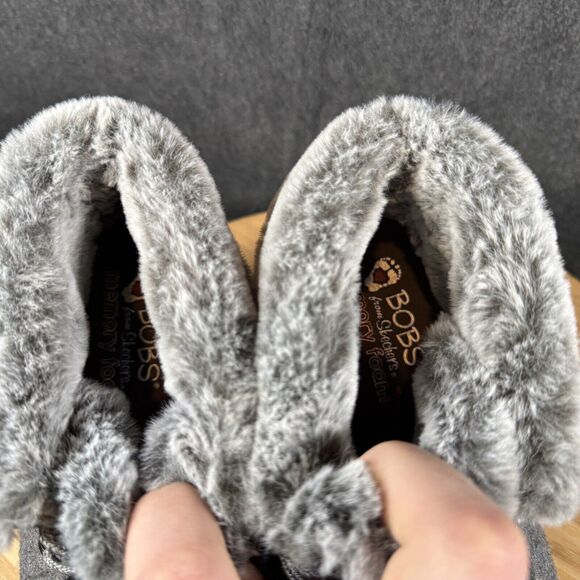 Skechers BOBS Boots‎ Womens 6.5 Skipper Lined Winter Bootie 113446 Gray Lace Up - Picture 7 of 8